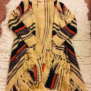 Patterned Cardigan with fringe